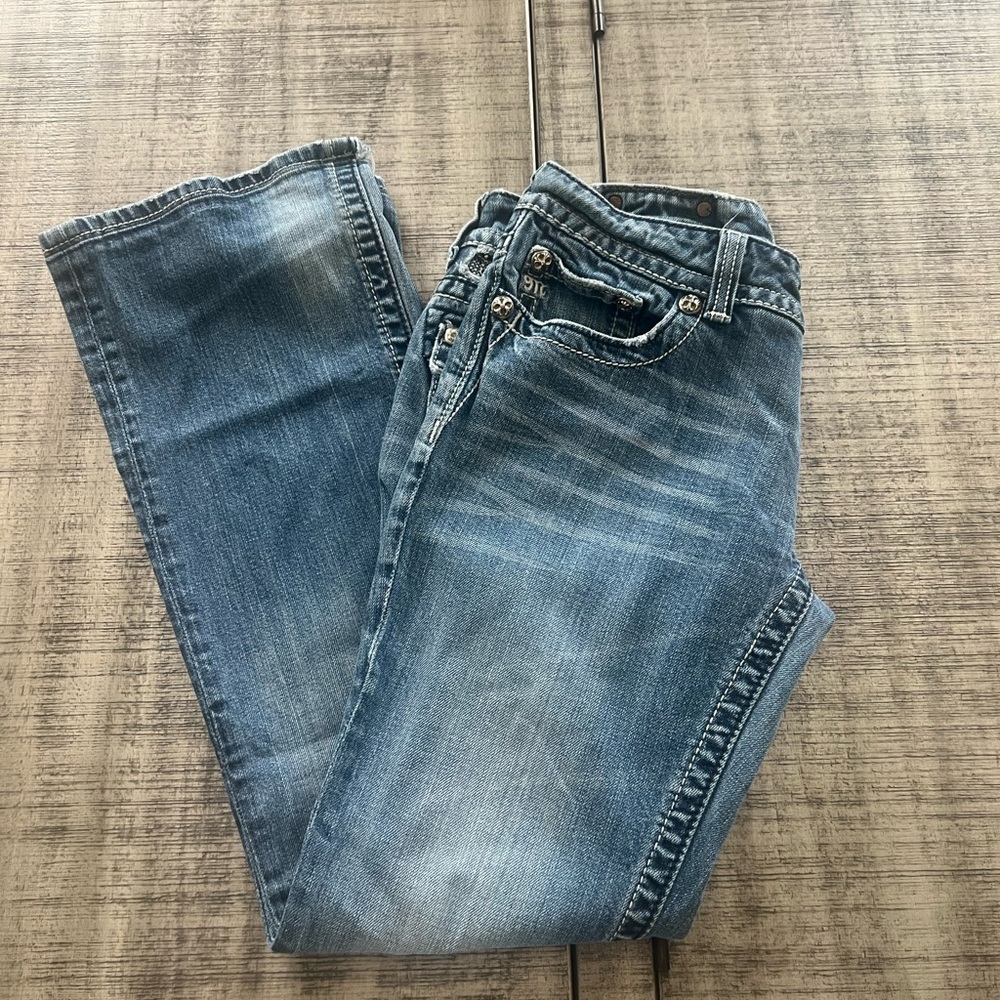 Miss Me Blue Boot Cut Jeans with Distinctive Embroidery - Picture 3 of 3